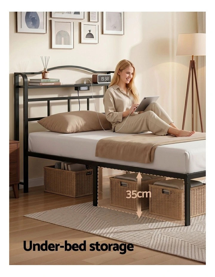 Artiss Bed Frame Single Size with Charging Station WAVE image 6