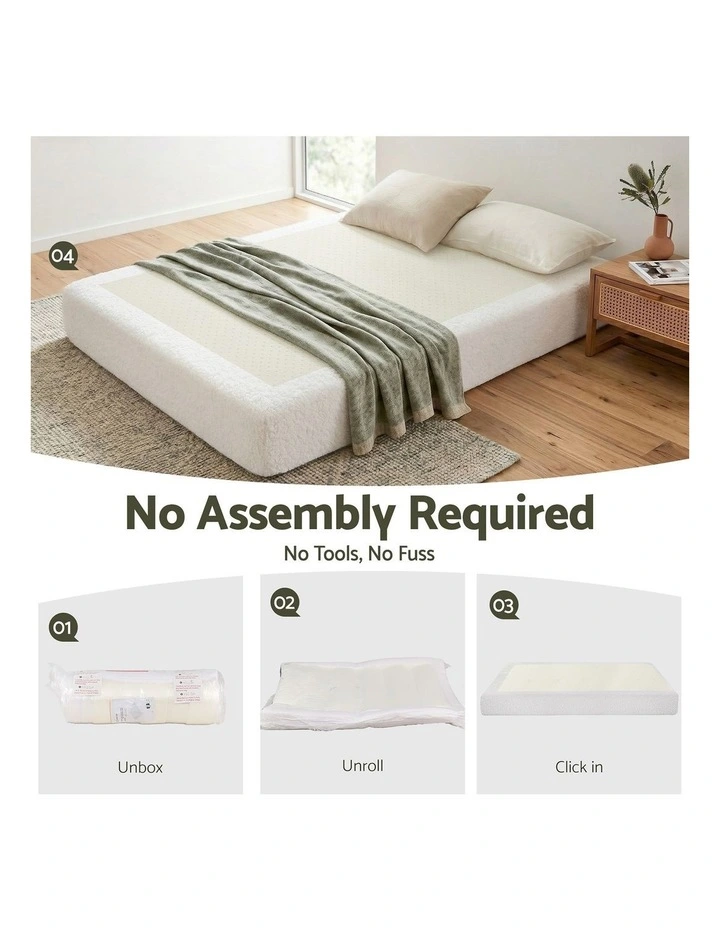 Artiss Compression Bed Frame Queen Size No Assembly Vacuum High Density Sponge Boucle Cream White image 5