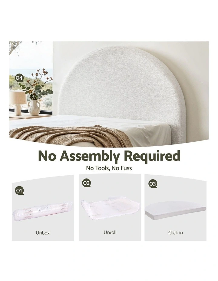 Artiss Queen Boucle Fabric Headboard 171cm Wide Removable Washable Cover image 5