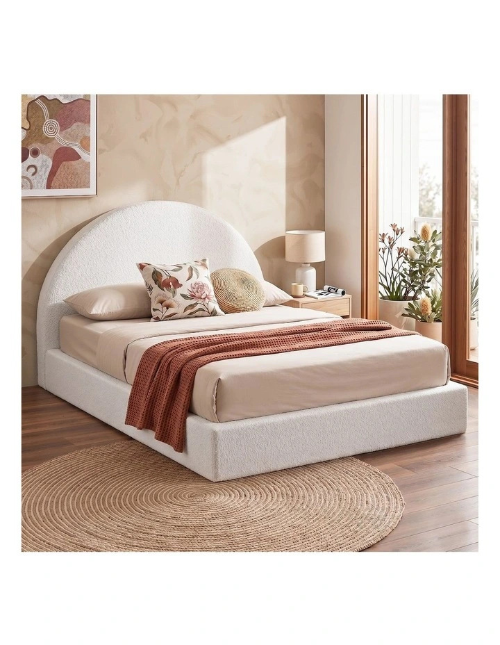 Artiss Double Bed Frame Boucle Fabric Vacuum Compressed Beds Removable Washable Cover No-Assembly image 4