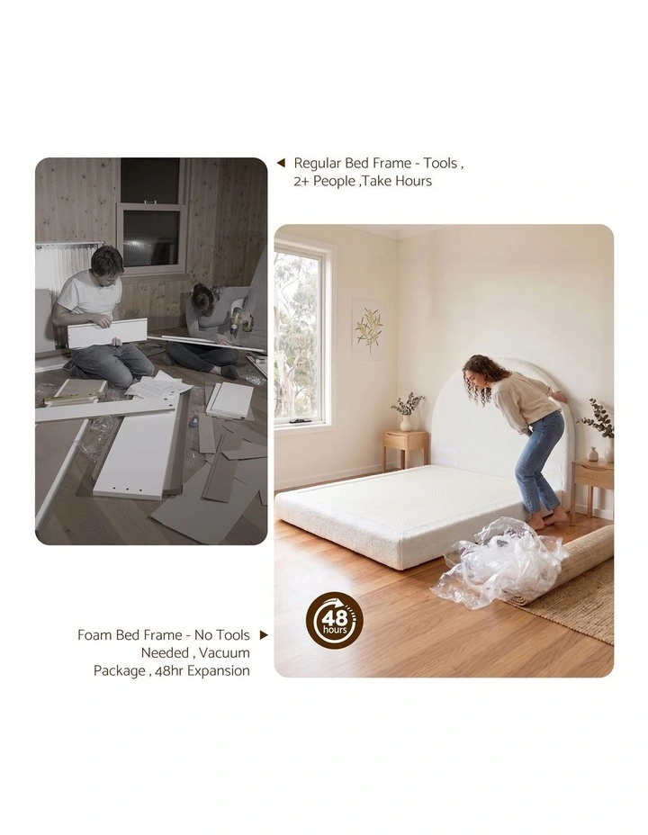 Artiss Double Bed Frame Boucle Fabric Vacuum Compressed Beds Removable Washable Cover No-Assembly image 6