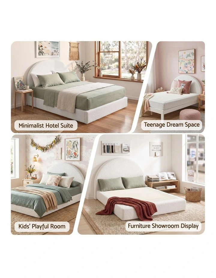 Artiss Double Bed Frame Boucle Fabric Vacuum Compressed Beds Removable Washable Cover No-Assembly image 7