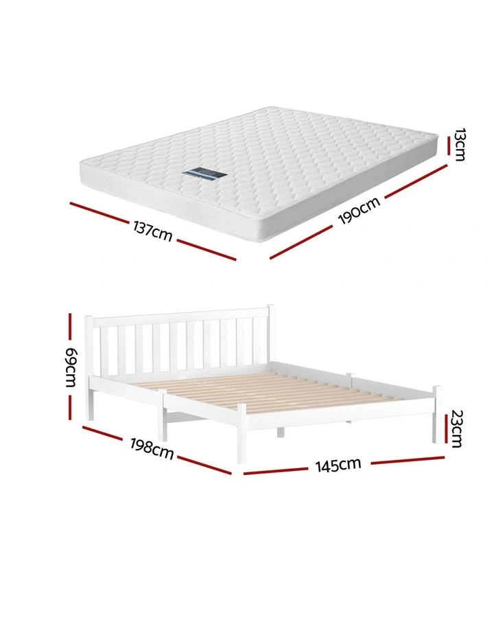 Giselle Double Mattress with Artiss Wooden Bed Frame Natural Pine Timber Base image 2