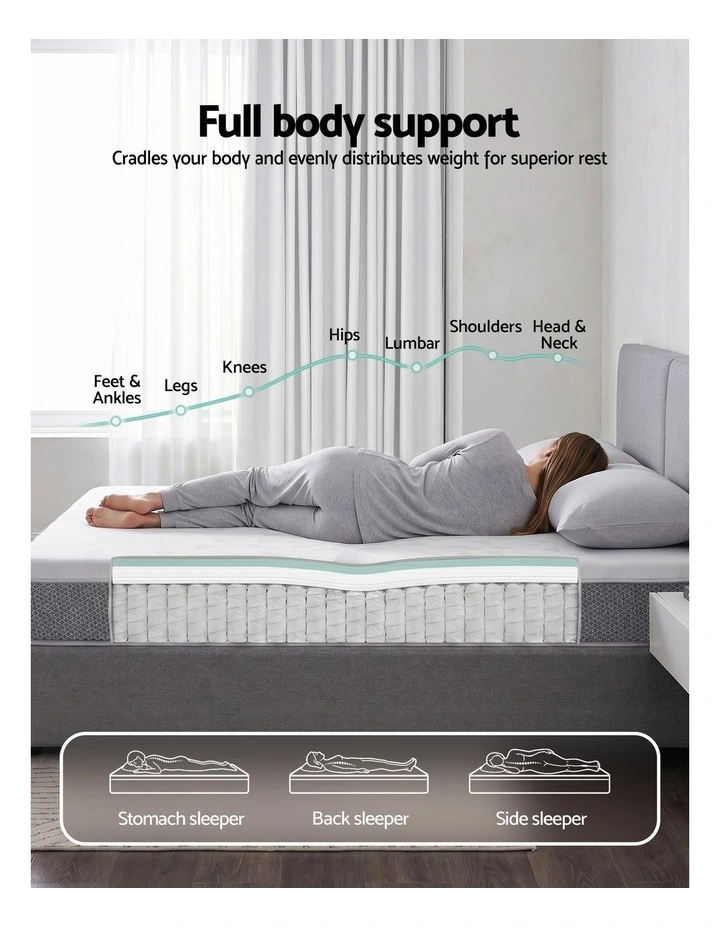 Giselle Bedding Queen 23cm Pocket Spring Mattress Reversible Foam Medium & Firm Support image 6