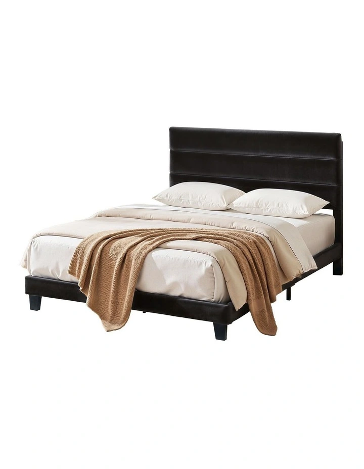Artiss Queen Bed Frame Upholstered Platform Base with Geometric Headboard Black Velvet image 1