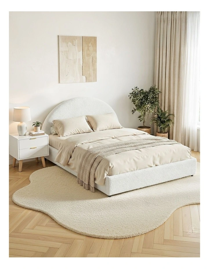 Artiss Queen Bed Frame Bedside Table Set Gas Lift Storage Boucle Headboard image 4