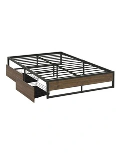 Artiss Bed Frame Metal Frame Queen Size Bed Base 2 Drawers OSLO