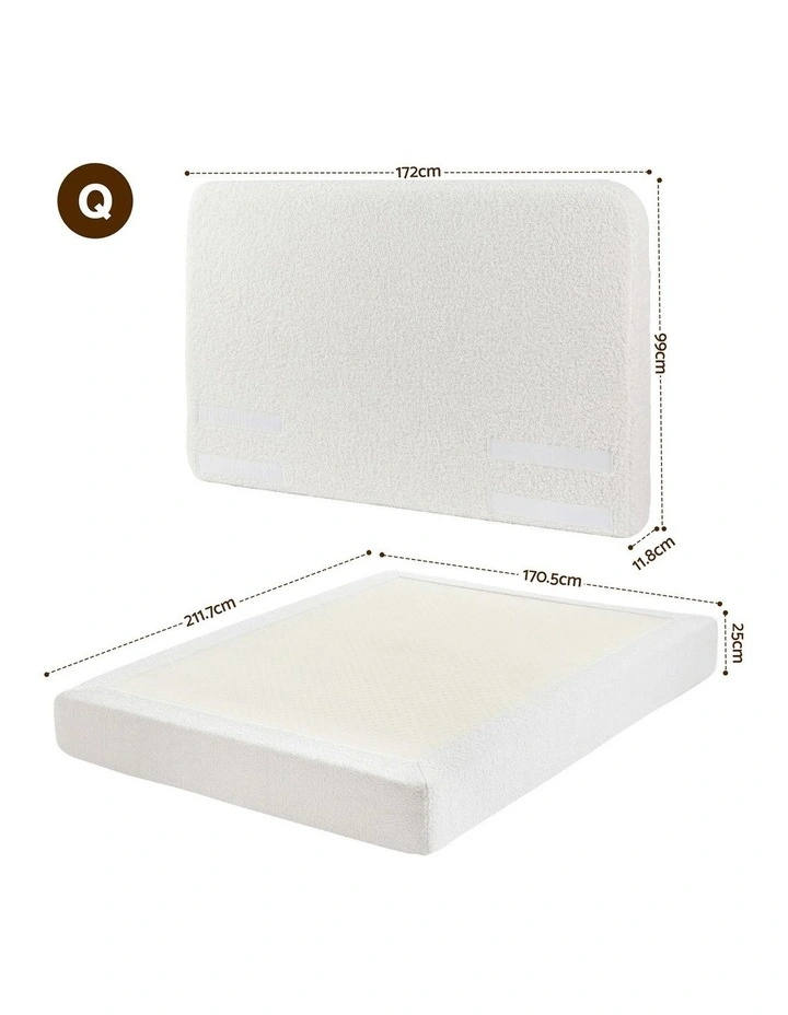 Artiss Queen Bed Frame Boucle Fabric Vacuum Compressed Beds Washable Cover No-Assembly image 3