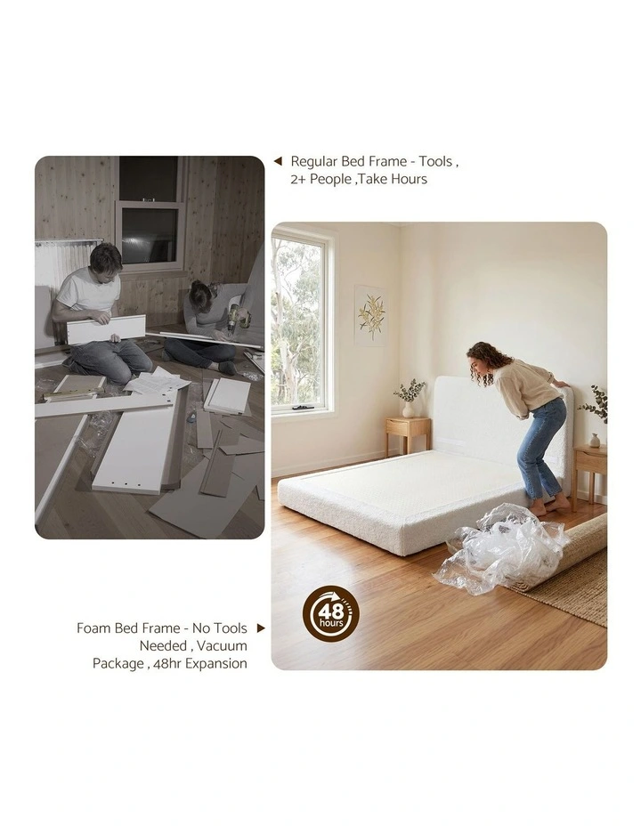 Artiss Queen Bed Frame Boucle Fabric Vacuum Compressed Beds Washable Cover No-Assembly image 6