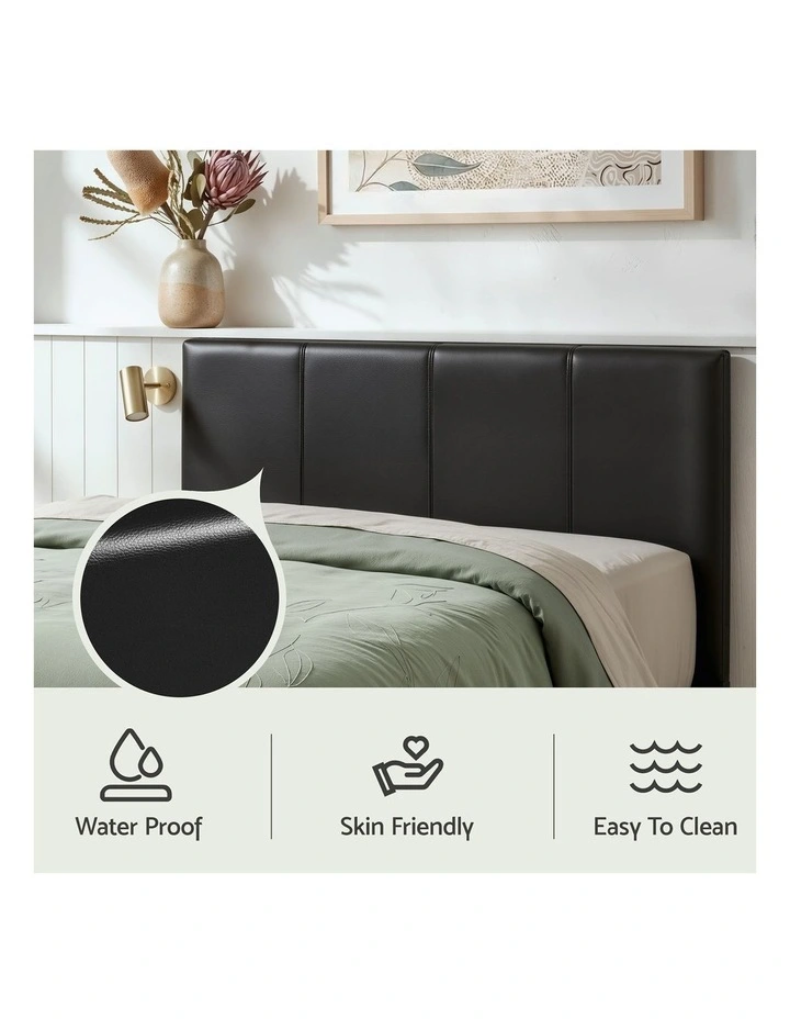 Artiss Gas Lift Queen Bed Frame and Bedside Table Set Leather Black image 6