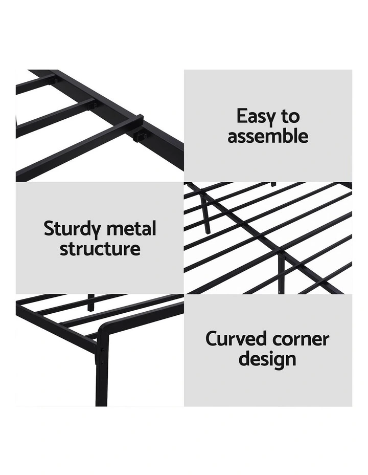Artiss Bed Frame Queen Size LED Metal Bed Base with Charging Station LAN image 6