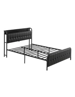 Artiss Queen Bed Frame with Storage Headboard SAA Certified Charging Station