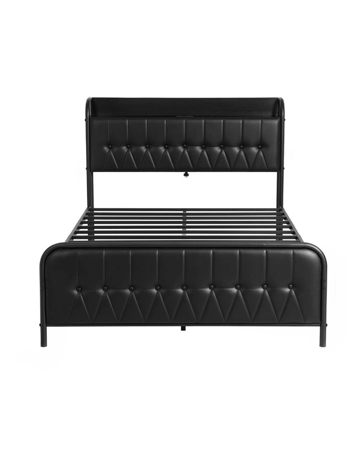 Artiss Queen Bed Frame with Storage Headboard SAA Certified Charging Station image 2