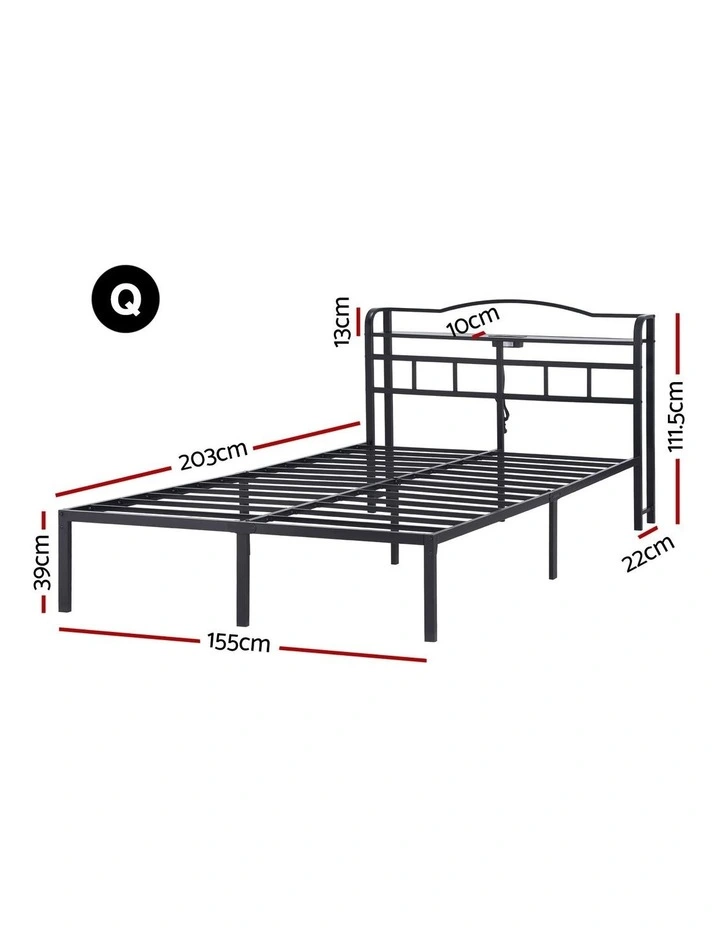 Artiss Bed Frame Queen Size with Charging Station WAVE image 3