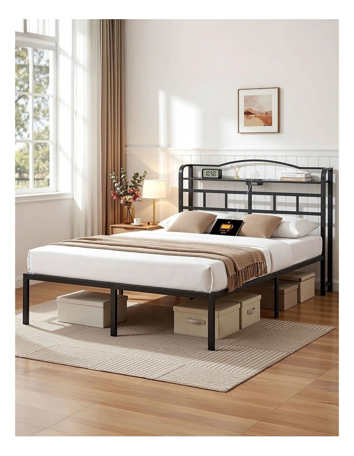 Artiss Bed Frame Queen Size with Charging Station WAVE image 4