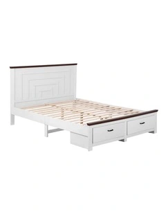 Artiss Queen Wooden Bed Frame 2 Drawers 108cm Solid Headboard White