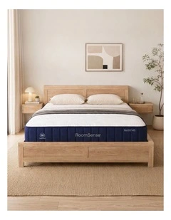 RoomSense Double 26cm Firm Mattress Bundle with Oatmeal Wooden Bed Frame