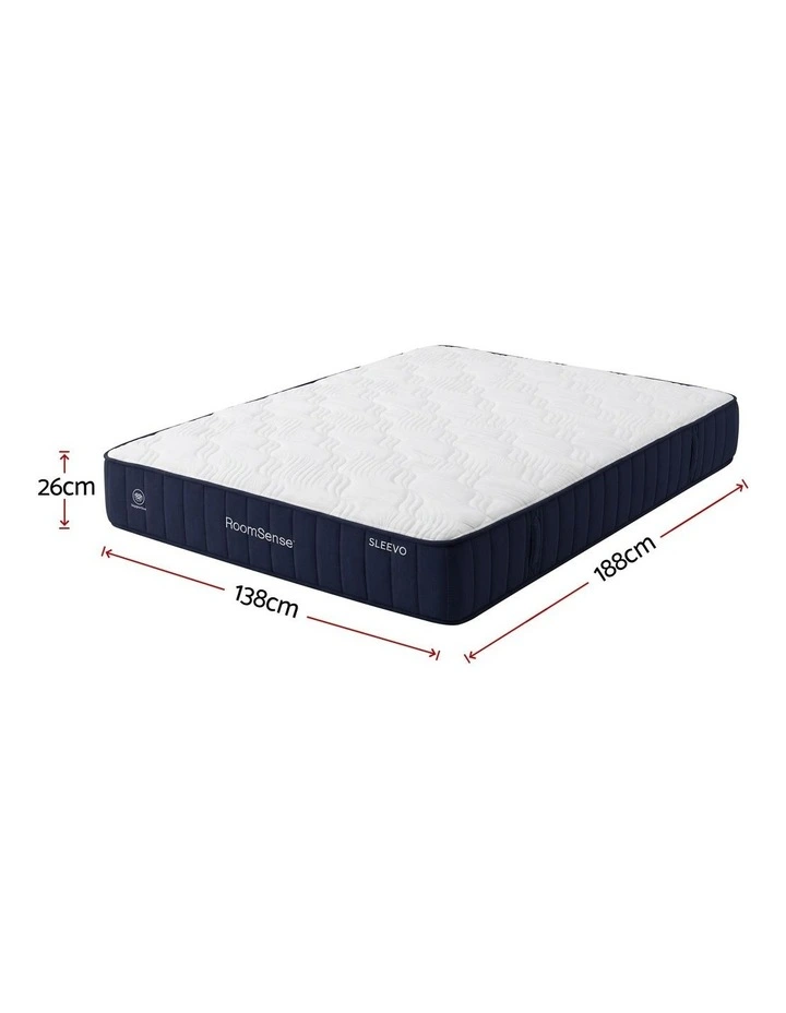 RoomSense Double 26cm Firm Mattress Bundle with Oatmeal Wooden Bed Frame image 4