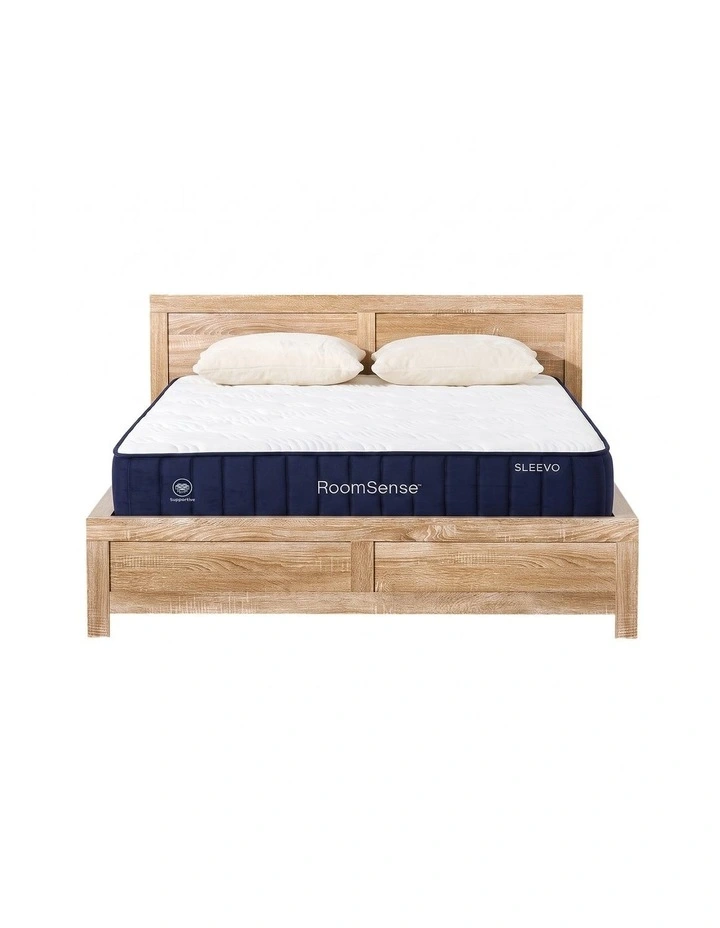 RoomSense Double 26cm Firm Mattress Bundle with Oatmeal Wooden Bed Frame image 6