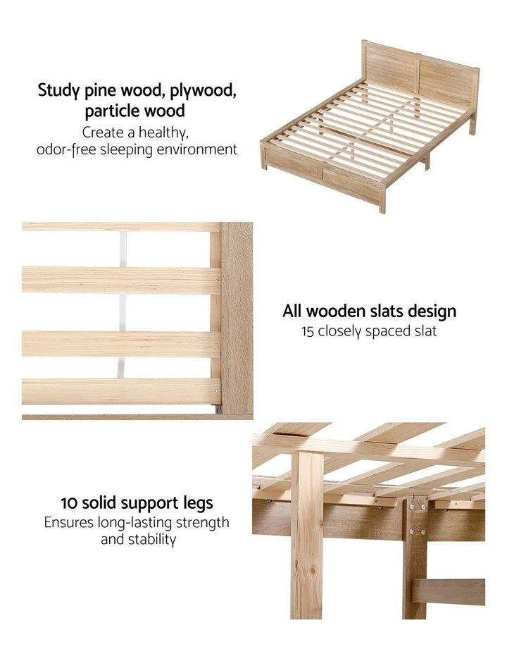 RoomSense Double 26cm Firm Mattress Bundle with Oatmeal Wooden Bed Frame image 7