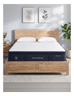 RoomSense Queen 34cm Medium Soft Gel Mattress Bundle, Oatmeal Bed Frame