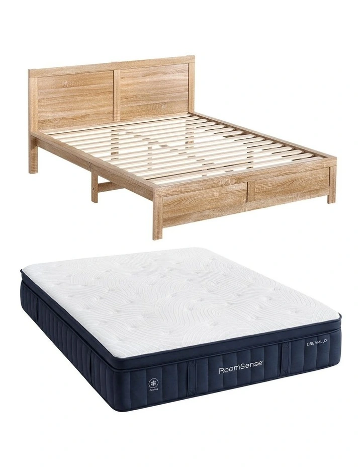 RoomSense Queen 34cm Medium Soft Gel Mattress Bundle, Oatmeal Bed Frame image 3