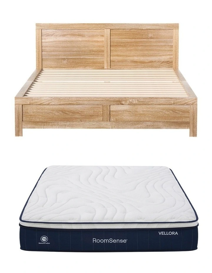 RoomSense Double 30cm Latex Mattress Medium Firm Bundle, Pine Bed Frame image 3