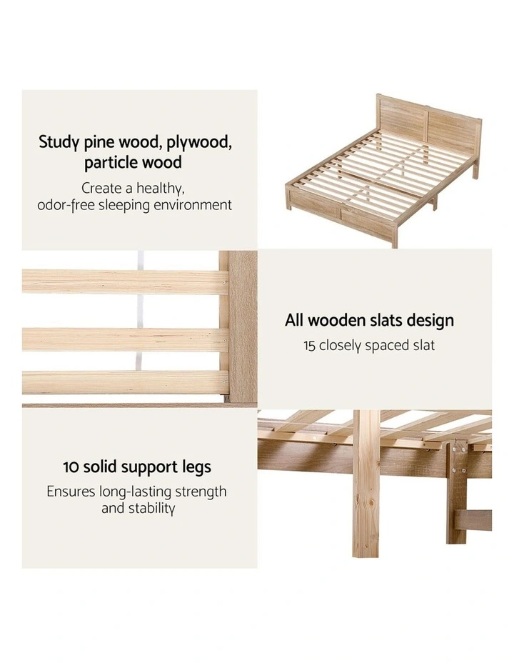 RoomSense Double 30cm Latex Mattress Medium Firm Bundle, Pine Bed Frame image 4