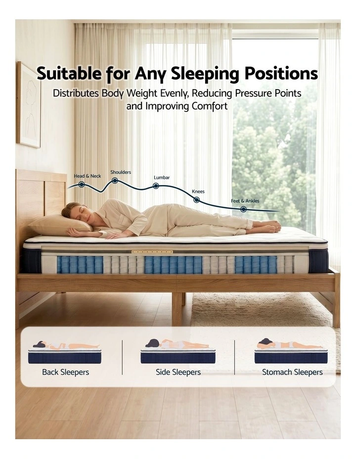 RoomSense Double 30cm Latex Mattress Medium Firm Bundle, Pine Bed Frame image 6