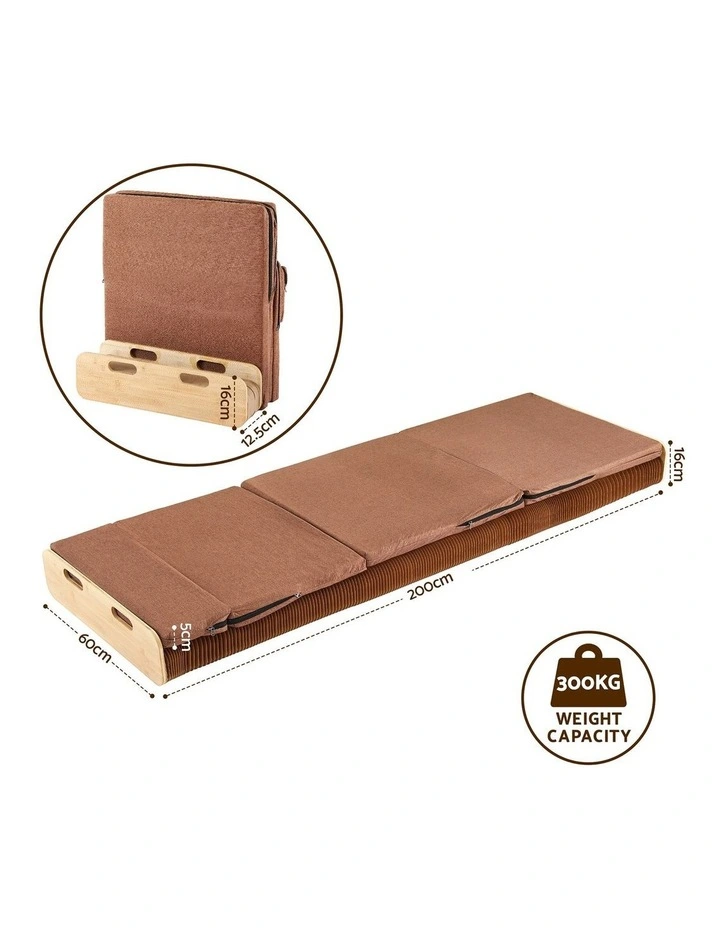 Artiss Folding Kraft Paper Bed Frame with Mattress and Pillow 300kg Capacity 200x60cm image 2