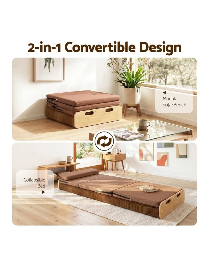 Artiss Folding Kraft Paper Bed Frame with Mattress and Pillow 300kg Capacity 200x60cm image 4
