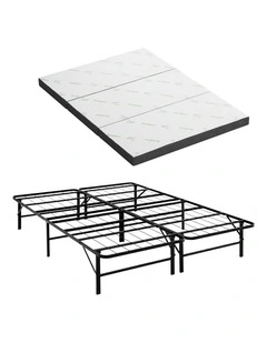 Giselle Folding Bed with Mattress Double Portable Foldable Guest Bed Bamboo Cover