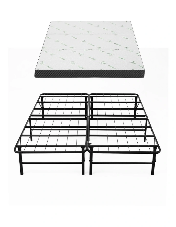 Giselle Folding Bed with Mattress Double Portable Foldable Guest Bed Bamboo Cover image 3