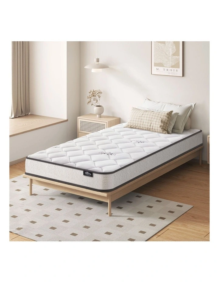 Bedra King Single Mattress Bonnell Spring Bed Boucle Fabric 16cm image 4