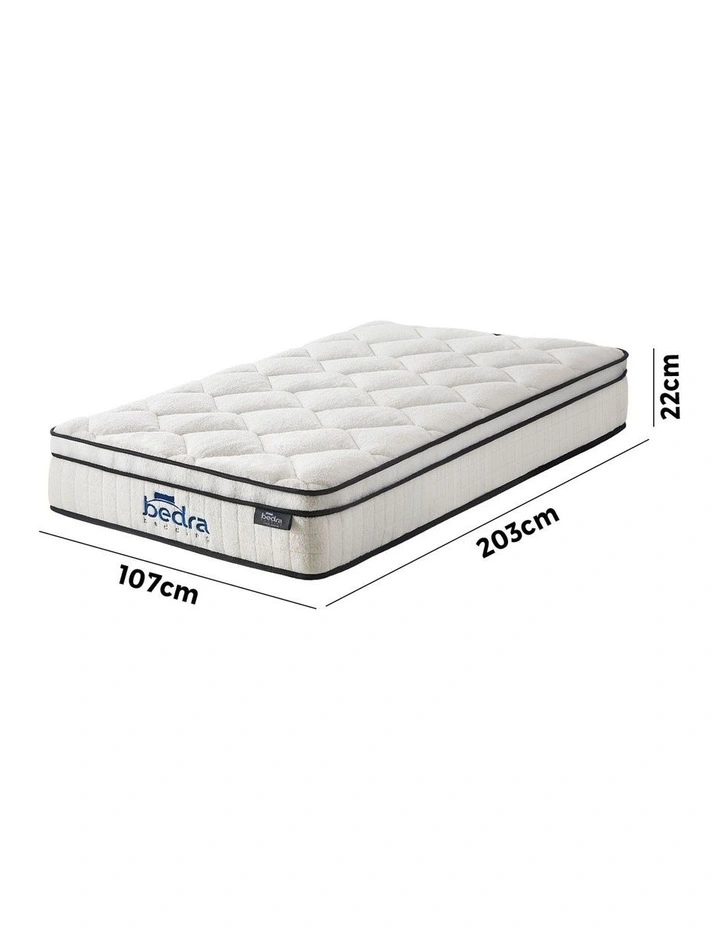 Bedra Mattress Luxury Boucle Fabric Euro Top Pocket Spring Bed 22cm King Single image 3