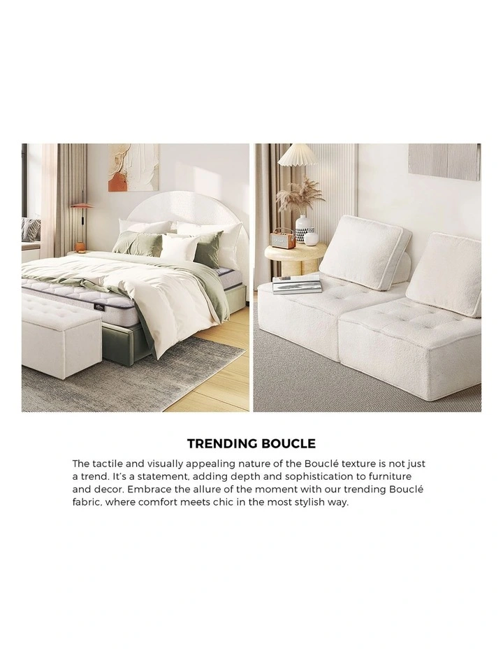 Bedra Queen Mattress Bonnell Spring Bed Boucle Fabric 16cm image 7