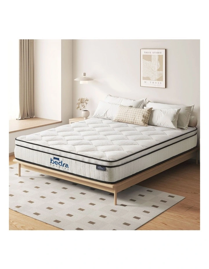 Bedra Mattress Luxury Boucle Fabric Euro Top Pocket Spring Bed 22cm Double image 4