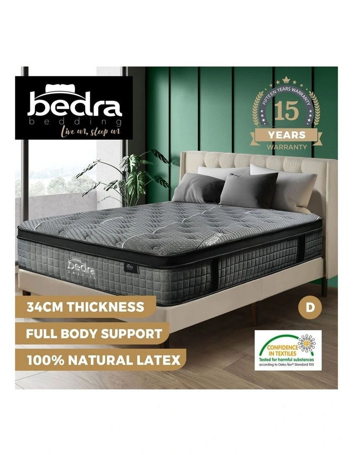 Bedra Mattress 7 Zone Euro Top Latex Pocket Spring 34cm Double image 4