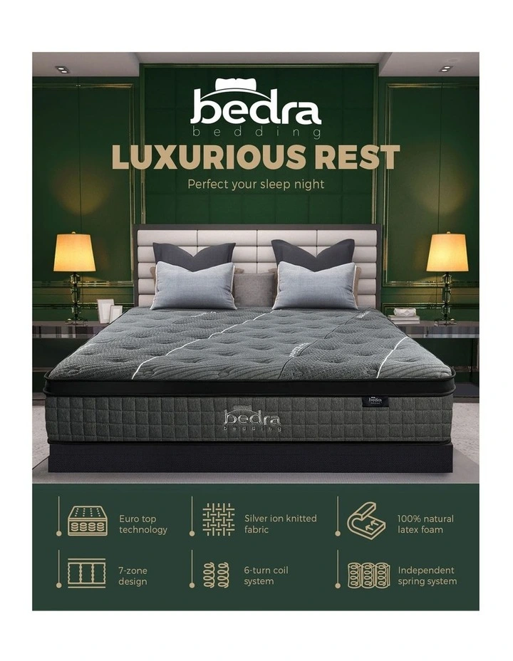 Bedra Mattress 7 Zone Euro Top Latex Pocket Spring 34cm Double image 5