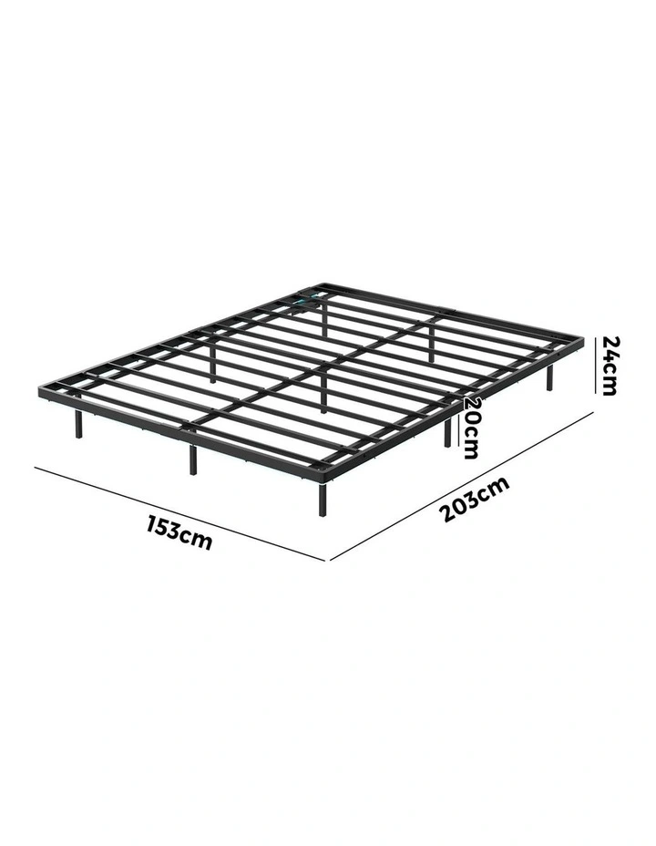 Oikiture Floating Metal Bed Frame Queen Size Platform LED Light AC USB Black image 3