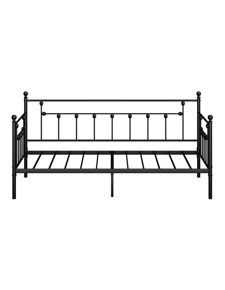Oikiture Metal Daybed Frame Single Size Steel Slat Support Sofa Bed Black image 2