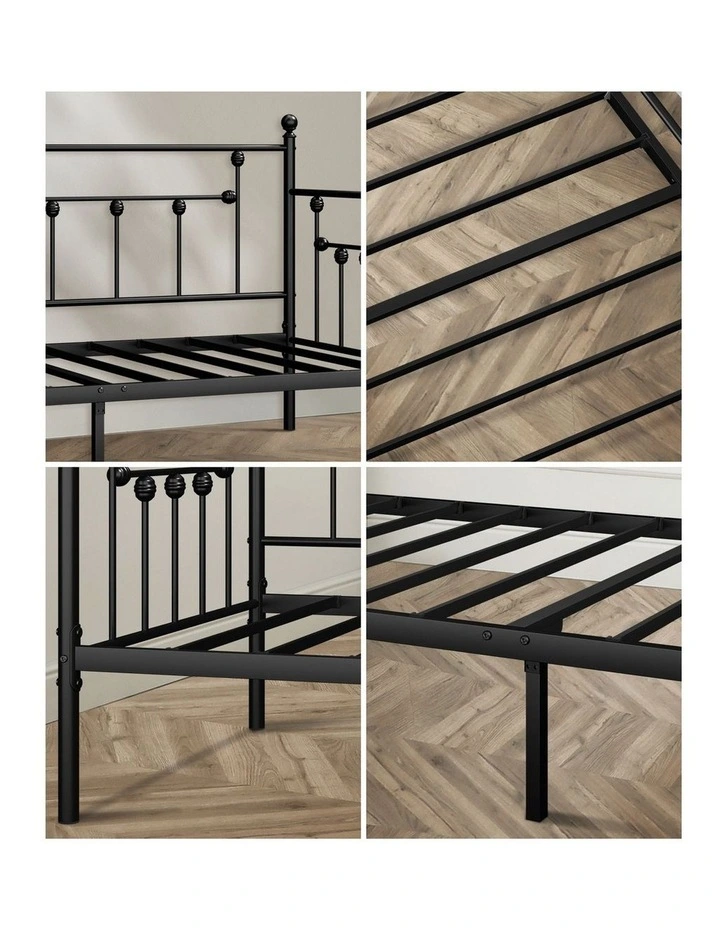 Oikiture Metal Daybed Frame Single Size Steel Slat Support Sofa Bed Black image 6
