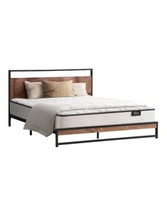 Oikiture Metal Bed Frame Double Size Beds Platform with Mattress