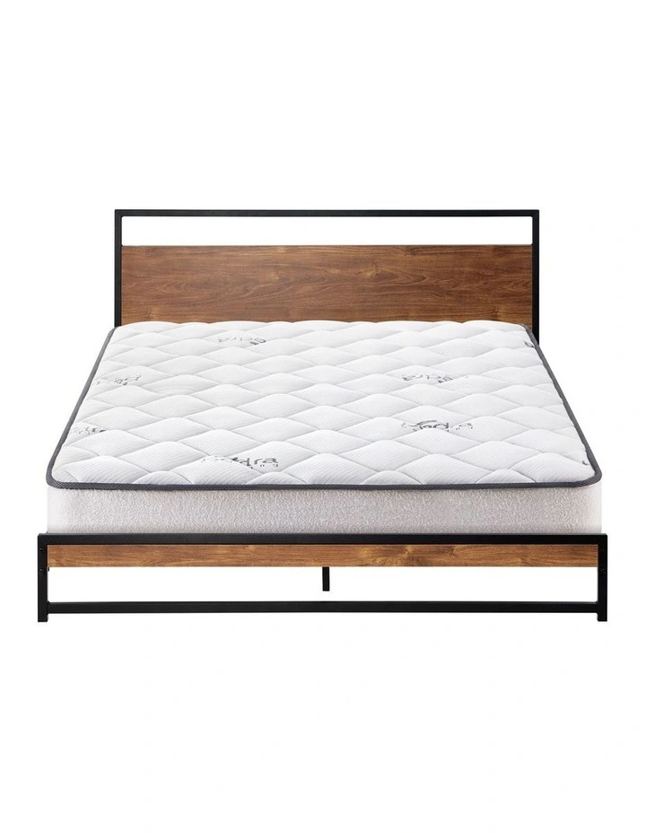 Oikiture Metal Bed Frame Double Size Beds Platform with Mattress image 2