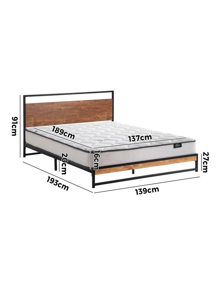 Oikiture Metal Bed Frame Double Size Beds Platform with Mattress image 3