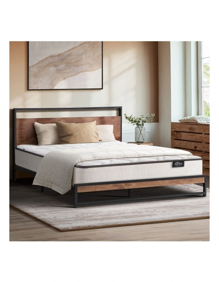 Oikiture Metal Bed Frame Double Size Beds Platform with Mattress image 4