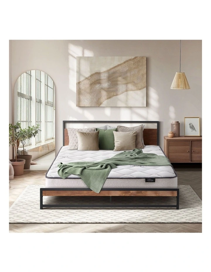 Oikiture Metal Bed Frame Double Size Beds Platform with Mattress image 5