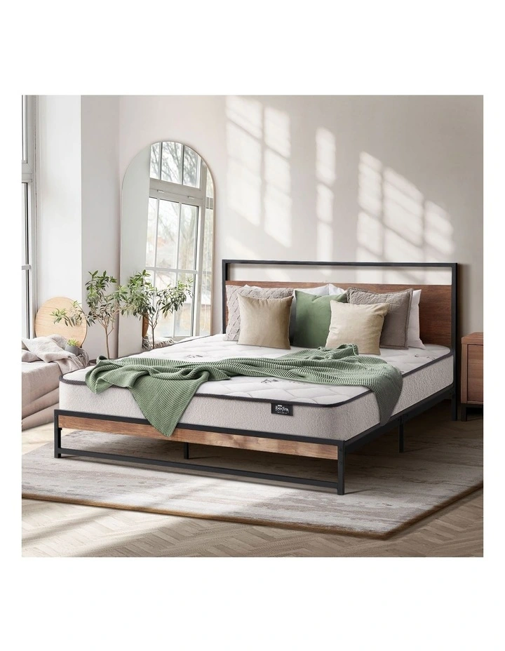 Oikiture Metal Bed Frame Double Size Beds Platform with Mattress image 7