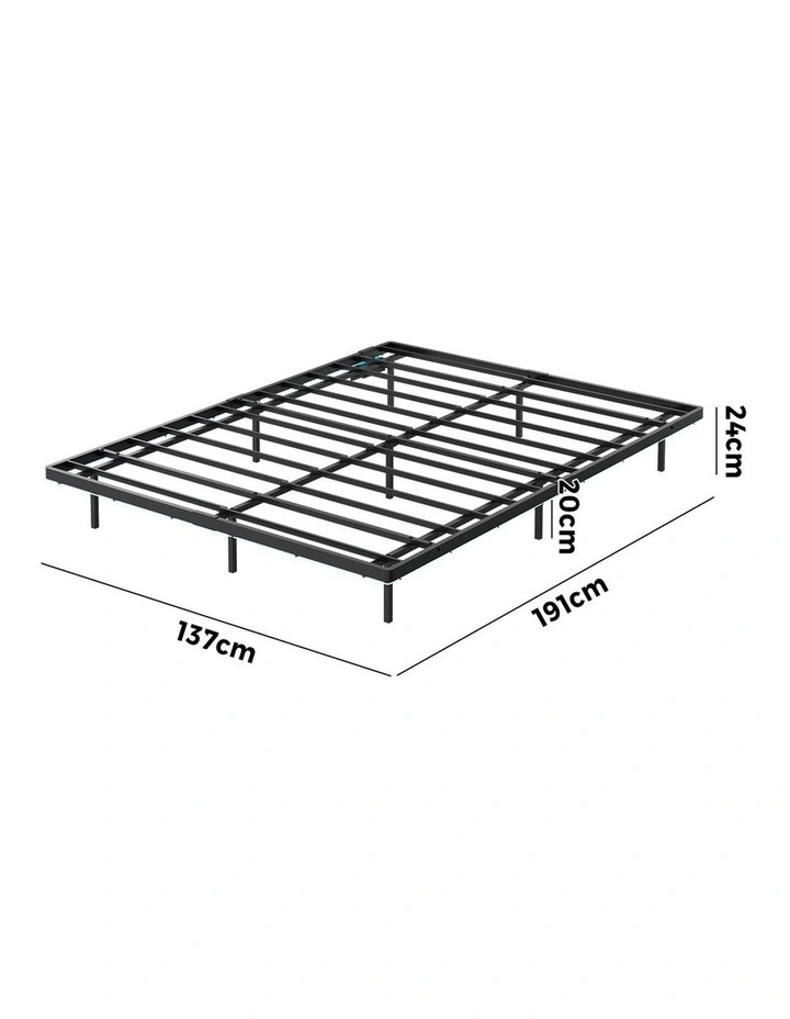 Oikiture Floating Metal Bed Frame Double Size Platform LED Light AC USB Black image 3