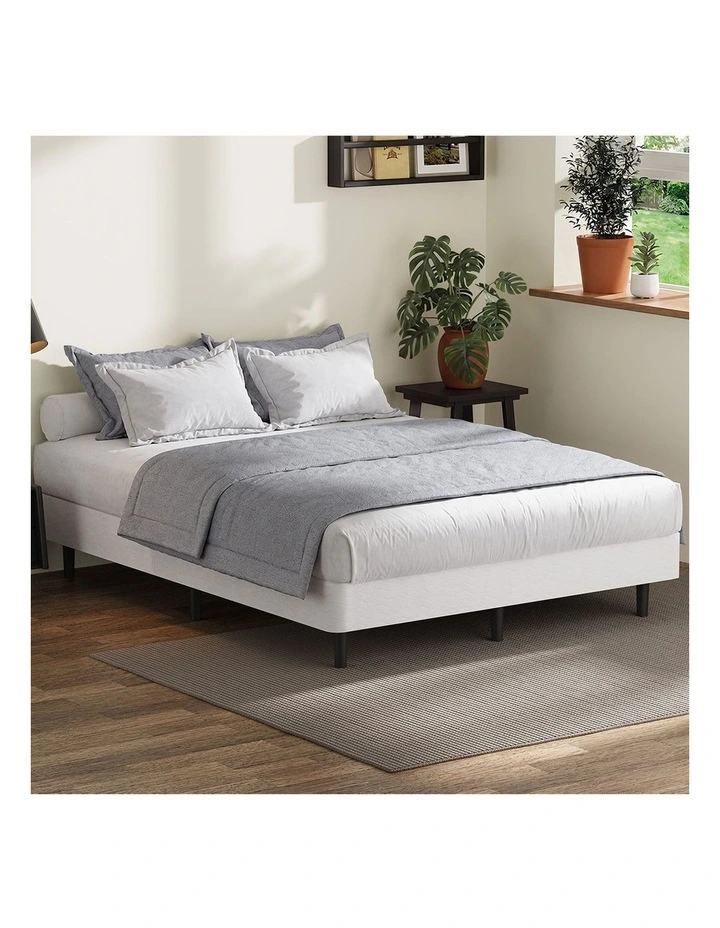 Oikiture Double Ensemble Bed Base Metal Bed Frame Fabric Cover Platform Bed image 4